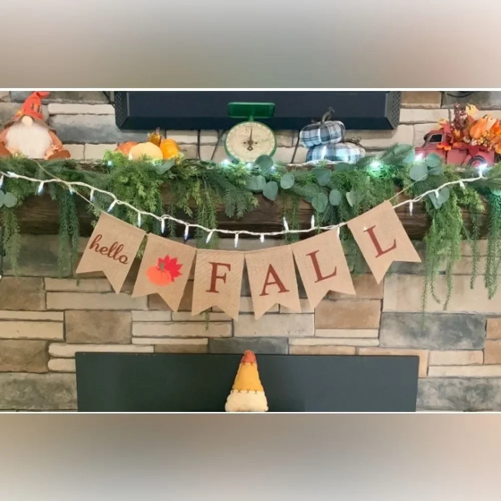 Hello Fall Burlap Banner High Quality Turkey Fall Thanksgiving Decoration New